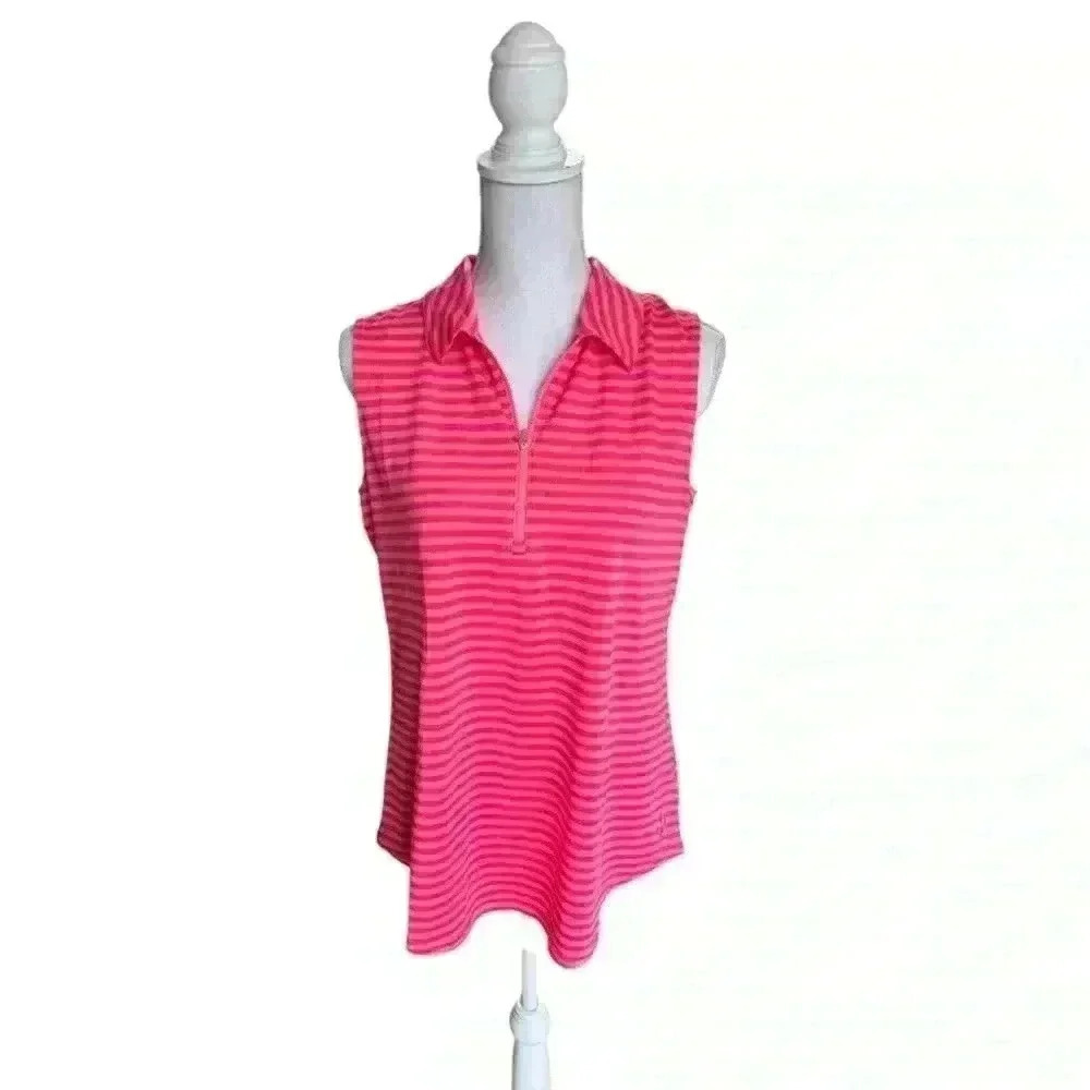 Jofit Collar Tank Gold Tennis Top Size Large Pink & Peach